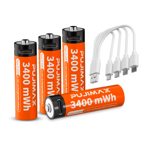 USB Rechargeable AA Batteries 3400 mWh